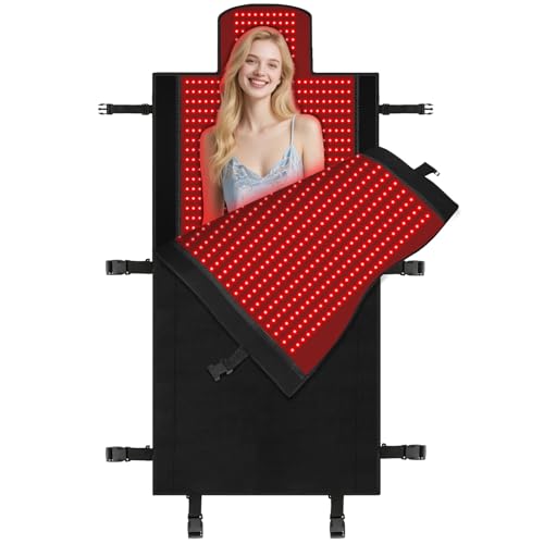 2570 Pcs LED Red Light Therapy Mat Full Body Sleeping Bag, 74.6'' X 33.3'' Red Light Therapy Blanket, 2 in 1 (660nm & 850nm) LED Beads, Premium Leather, Adjustable Timer & Intensity