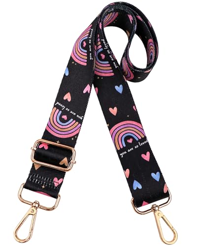 Image of Crossbody Purse Strap for Women Men Girls Boys Mother Girlfriend Gift, Replacement Bag Belt Strap for Purse Handbag Guitar Camera, Adjustable Canvas Wide Shoulder Strap with Golden Hooks