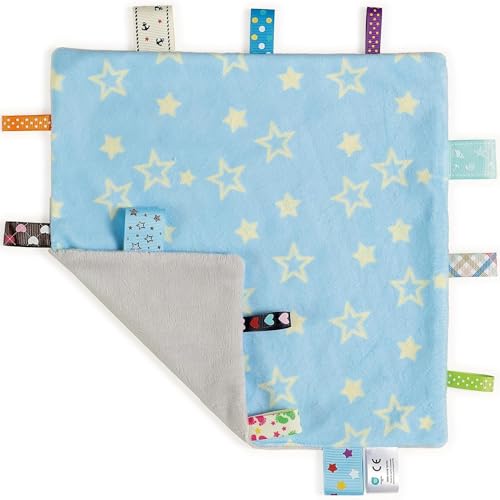 Image of CREVENT Security Blanket for Babies, Soft Baby Lovey Comforter, Sensory Plush Blanket for Baby Girls, Calming Sleep Companion, 10 inch x 10 inch 2pcs