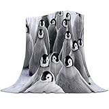 LUSWEET Throw Blanket Warm Fuzzy Plush Blanket Flannel Fleece Bed Blanket Cute Penguins Fun Art Lightweight Blanket Throw for Sofa Bed Couch 40x50 Inch