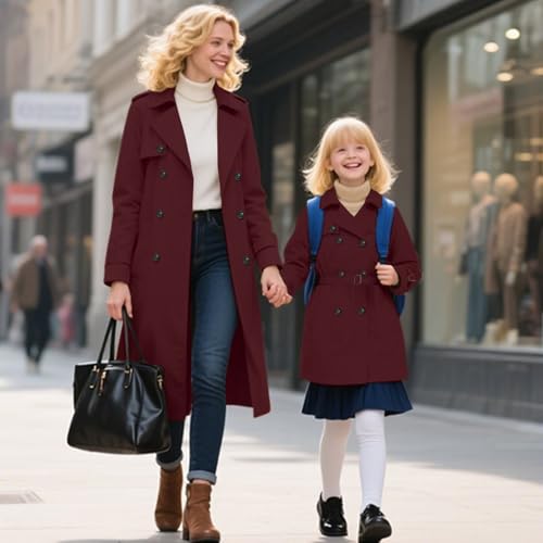 Image of Betusline Womens & Girls Waterproof Trench Coat Double Breasted Lapel Overcoat Outerwear, 3 Years - Women 2XL