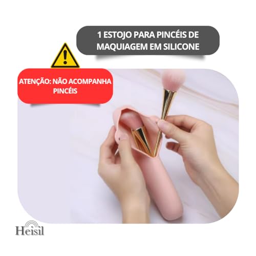Estojo Case De Silicone Premium Porta Pinceis De Maquiagem Para Viagens Com Fecho - HEISIL* (BRANCO