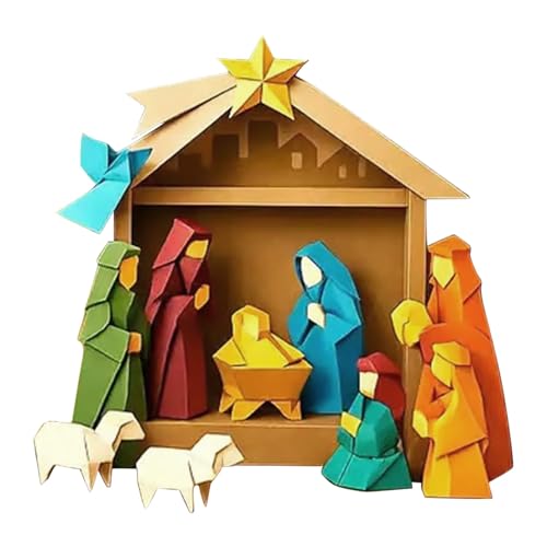 Kit d'artisanat en papier pour crèche de Noël 3D décoration festive et pliage facile
