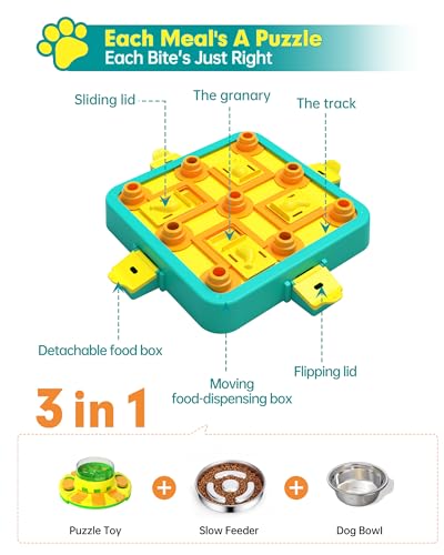 Dog Puzzle Toy Mental Stimulation - Level 3 in 1 Dogs Food Puzzles Toys, Dog Treat Puzzle Feeder (Advanced-Blue Board)