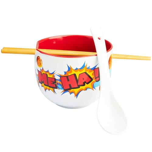 Get Trend Dragon Ball Bol Ramen 600ml con Palillos y Cuchara, Juego 3 Piezas Cuencos Ceramica Japonés para Sopa Fideos Noodles, Vajilla Hogar y Cocina (Multi Dragon Ball)
