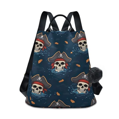 Sac à dos femme bleu sarcelle à motifs crânes résistant pour la randonnée