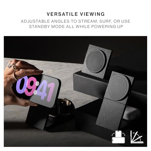 Image of Native Union Rise 3-in-1 Magnetic Wireless Charger - Qi2 Certified & MagSafe - 15W Fast-Charging Foldable Charging Stand for iPhone Air, 17 with Charging for AirPods(Pro) & Apple Watch (Sandstone)