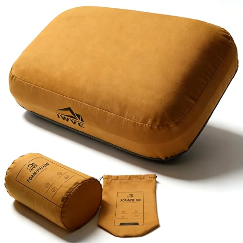 IWVE Thick Camping Memory Foam Pillow, Compressible & Ultralight Travel Pillow for Backpacking -...