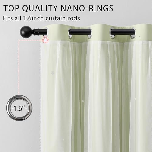 Image of XiDi Green Curtains for Bedroom, Girls Room Blackout Curtains, Kids Room Darkening Curtains, Light Green Decor, 1 Panel Sage Green /34 /63 /1