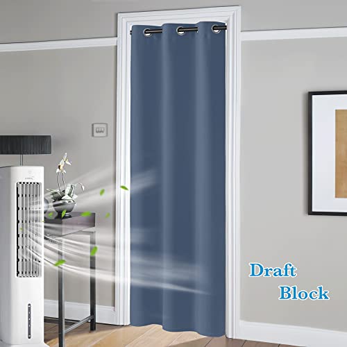 Image of RYB Home Blackout Curtains Thermal Insulating Privacy Temporary Door Curtains for Bedroom Closet Doorway Accordion Door Interior Living Room Kids Nursery Dining, Wide 60 x Long 90 inch, Stone