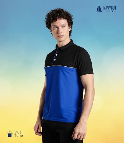 Image of Men's Polo T-Shirt | Regular Fit Short Sleeve Shirt with Collar | Solid Color Casual & Sport Polyester Top for Men | Machine Washable