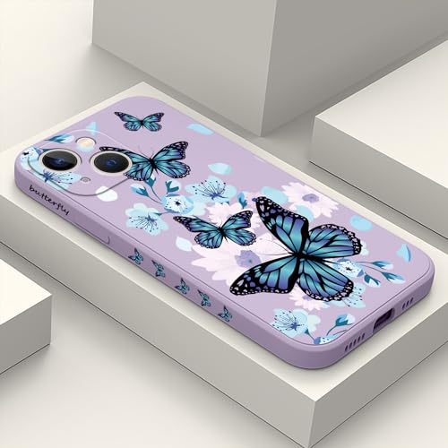 Coque iPhone 13 Mini silicone fine motif floral violet anti-chute