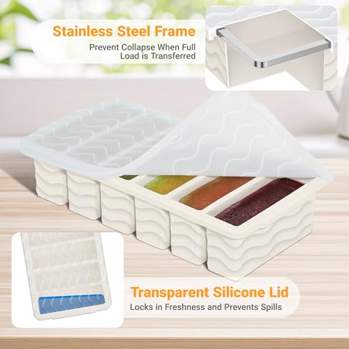 Image of 1 /2 Cup Silicone Freezer Molds with Lid, 2-Pack Silicone Freezer Trays for Soup, Sauce & Broth - Meal Prep Containers, Large Ice Cube Tray, Oven & Dishwasher Safe