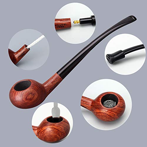 Muxiang Churchwarden Tobacco Pipe Apple Pipe Pear Wood Long Tobacco Pipes Fit 3Mm Filters10 Gifts Pipe Cleaners Pipe Screen Filter Brush Bag Stand Rack Ad0043 #TOP3