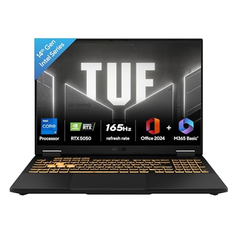 Image of ASUS TUF F16 (2025),14th Gen, Intel Core i7 14650HX, RTX 5050-8GB, 16GB RAM, 1TB SSD, FHD+, 16 inch, 40 cm, Windows 11, M365 Basic(1yr)* Office24, Jaeger Gray, 2.2 Kg, FX608JHR-RV135WS, Gaming Laptop