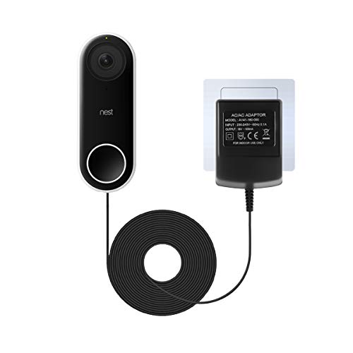LANMU Netzteil Adapter und 5M Kabel Netzadapter Smart Home Zubehör kompatibel mit Nest Hello/Arlo Video/Eufy Video Türklingel (EU Stecker)
