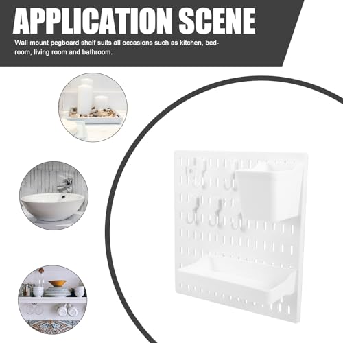 Étagère de rangement murale sans perçage pour panneau perforé blanc - 7