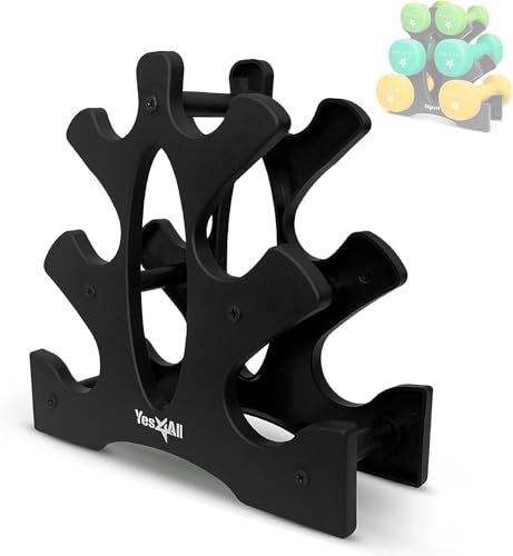 Yes4All 3-Tier Dumbbell Rack Compact Plastic Weight Stand for 1-8 LB Dumbbells Small Space-Saving Storage for Home Gym