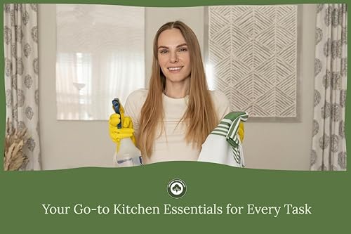 Image of Olive Green Dish Towels - Highly Absorbent, Lint-Free, 100% Cotton, 6 Pack, 30 inchx20 inch, Large Size Olive Green Striped Kitchen Towels with Hanging Loop - Washable and Durable Green Tea Towels (6 Pack)
