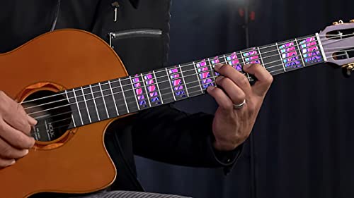 Image of KREEPO Guitar Fretboard Sticker Fingerboard Embossed Carved Decals Stickers (Trapezium Design) With Multicolor(5cm X 17cm)