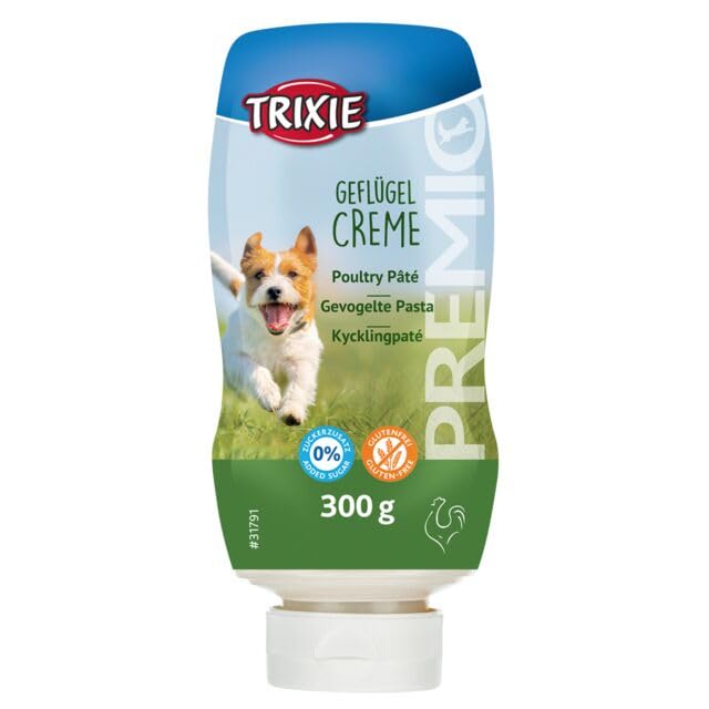 TRIXIE Premio Geflügelcreme | Doppelpack | 2 x 300 g | Ergänzungsfuttermittel für Hunde | Kann dabei helfen das Verabreichen von Medikamenten zu erleichtern | Mit Geflügel