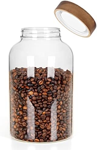GODORIO 93FL OZ (2750ml) Glass Jars with Screw on Acacia Lid, Thicken Food Storage Jars with Airtight Lids, Large Glass Canisters for Coffee Beans, Drinking, Nuts, Cookies, Spices, Candy, Sugar, Tea
