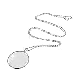 Magnifier Necklace Pendant Chain Magnifier 5X Hanging Reading Magnifying Glass Pocket Magnifier Loupe Magnifying Monocle Long Necklace Pendant for Women Men