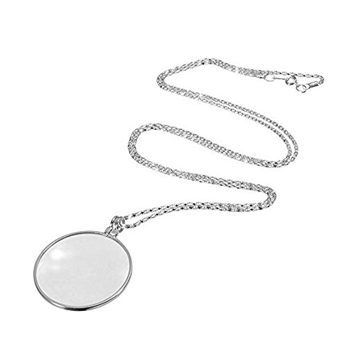 Magnifier Necklace Pendant Chain Magnifier 5X Hanging Reading Magnifying Glass Pocket Magnifier Loupe Magnifying Monocle Long Necklace Pendant for Women Men