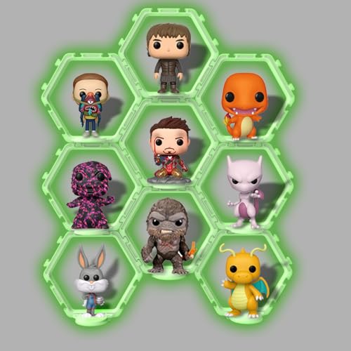 YODAR 9 PCS Riser Display Shelf for Funko POP Figures, Floating Shelves Display Ledge for Organizer and Decoration, Collectibles Display Stands Showcase, Fluorescent - image 1