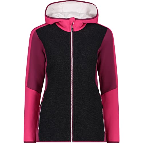 CMP - Stretch-Fleecejacke für Damen mit fester Kapuze, Fuchsie, D36