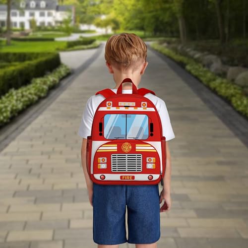 Image of Fire Engine Toddler Backpack for Little Kids Water Resistance Kindergarten Preschool Bags Children Schoolbag Cute 3D Animal Cartoon Backpacks Gifts for Baby Boys Girls