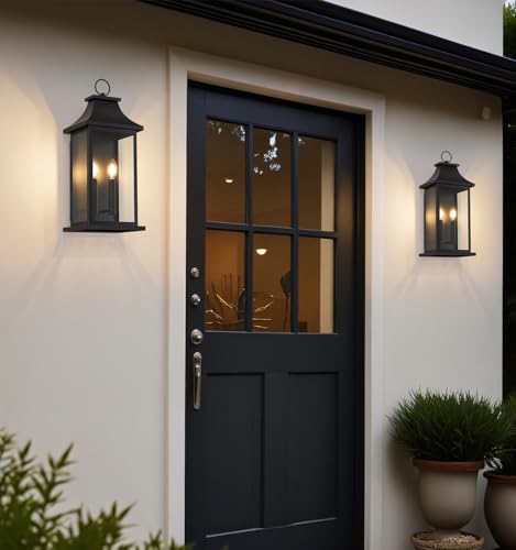 Image of Large Outdoor Wall Lights 22'' Modern Black Exterior Wall Lanterns, 2 Pack