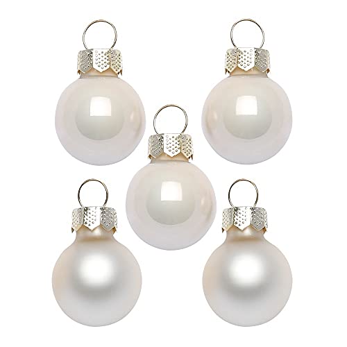 Inge Glas Magic Mini-Weihnachtskugeln 2cm 25 Stück | kleine Christbaumkugeln in Karton-Box (Champagne | beige Glanz matt)