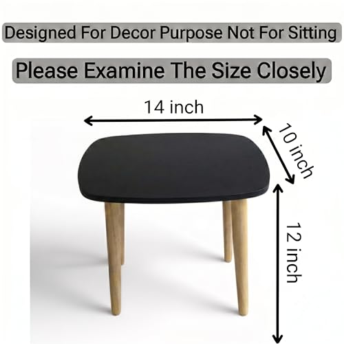 Image of Modern Rectangle Side Table with 4 Wooden Legs, Minimalist End Table /Coffee Table for Living Room, Bedside Nightstand for Bedroom, Balcony & Small Spaces