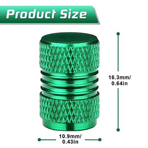 Green Tire Valve Stem Caps Aluminum Alloy Wheel Rim Air Dust Covers With Rubber Seal Universal Fit Car Truck Suv Motorcycle, Easy Grip, Screw-On, Leakproof, Airtight, Outdoors (10 Pack) #TOP1