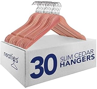 Premium Red Cedar Hangers for Closet 3/8" Thick Cedarwood Hangers NO Bar - Cedar Jacket Hangers Cedar Suit Hangers Wooden Hangers Shirt Hangers Cedar Coat Hangers (30 Pack)