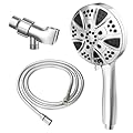 Shower Head, High Water Pressure Handheld Showerhead With 5 ft Stainless Steel Hose and Adjustable Bracket Combo, 8 Mode Hand Heads Can Power Wash to Dathroom, Tub, Corner, Tile
