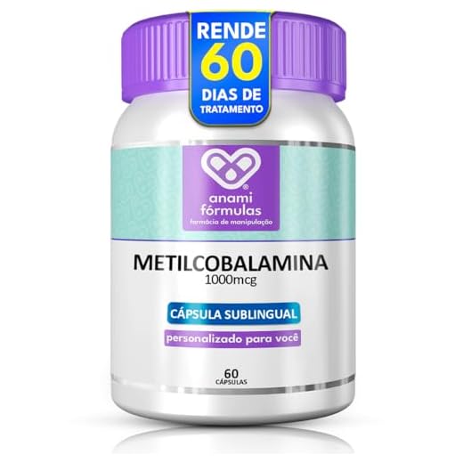 Metilcobalamina 1.000mcg MAX DOSE B12 Ativa SUBLINGUAL de Absorção Rápida – 60 Cápsulas - Suplemento Alimentar Sublingual