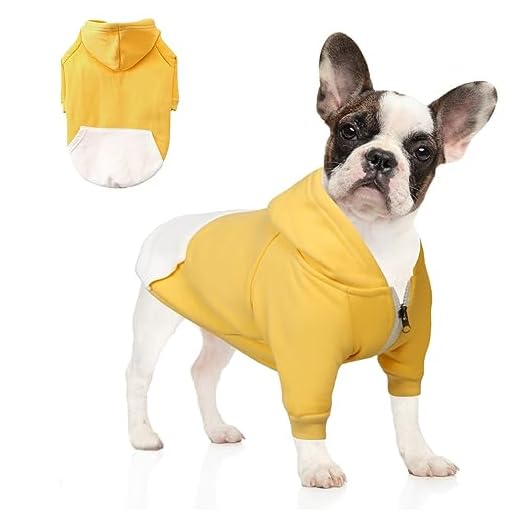 meioro Cremallera con Capucha Ropa para Mascotas Ropa de Gato para Perros Ropa de Mascota Linda Abrigo Caliente con Capucha Bulldog francés (XXL, Amarillo)