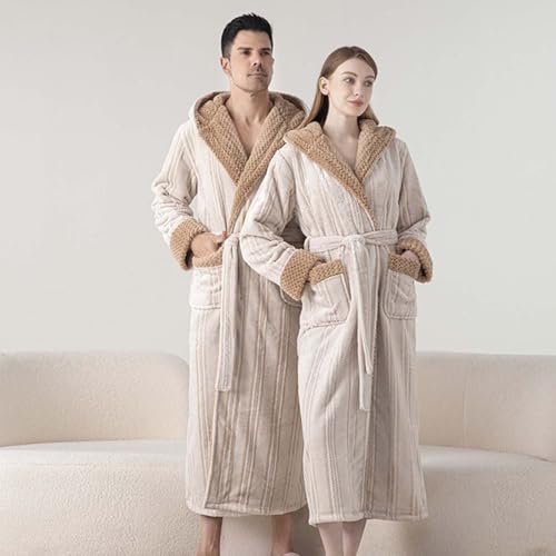 Men's Fashion Hooded Bathrobe Plush Fluffy Fleece Robe Cozy Warm Shaggy Spa Robe Plus Size Sherpa Sleepwear2