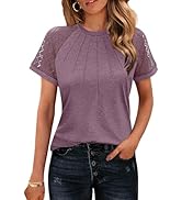 HOTOUCH Womens Lace Short/Long Sleeve Tops Dressy Casual Blouses Pleated Work Dressy Shirts Holid...