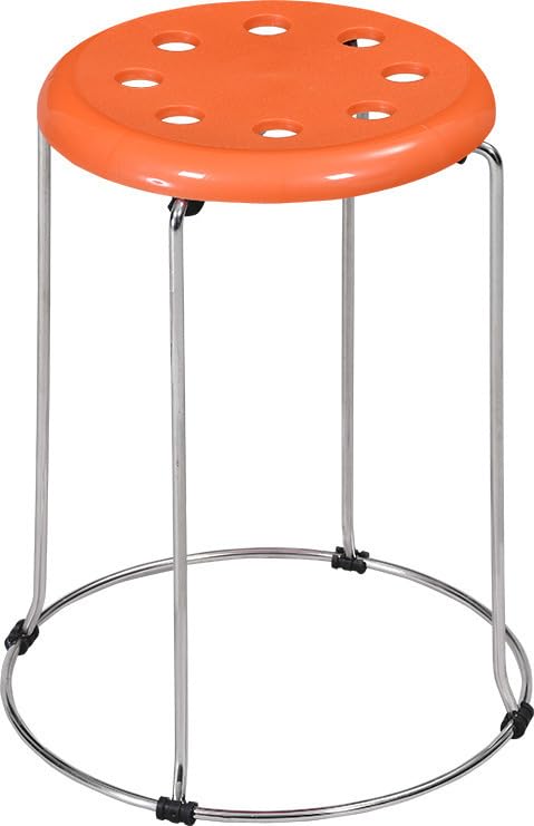 Swagath Furniture Steelo Stool with Stainless Steel Base for Indoor/Outdoor & Cafeteria (Colour-Orange seat, Set of 2, Pre-Assembled) 3