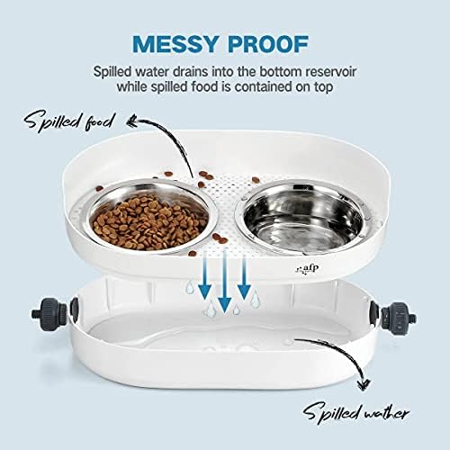 ALL FOR PAWS 3 In 1 Elevated Double Dinner, (44x26x19CM), Raised Pet Bowls for Cats and Dogs Adjustable Elevated Feeder Bowls, Good for Pets'Digestion and Joints(S)
