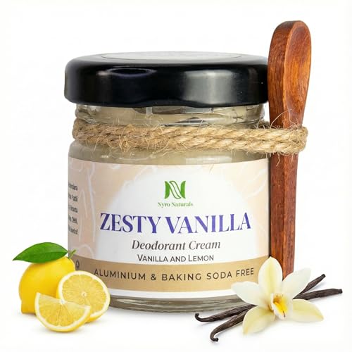 Image of Zesty Vanilla Deodorant Cream for Men | Aluminium & Baking Soda Free | Longlasting Deo for Man, Deo for Woman, Deodorant for Men | with Vanilla & Lemon (30g, Pck of 1, Unisex)
