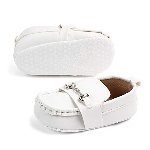 Qietion Baby Girls Boys Loafers, Cute Newborn Crib Shoes, Prewalkerpu Sneakers, Perfect For Baptism/Crawling/Wedding White 12-18 Months V201-Wt13 #TOP5