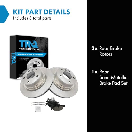 Image of TRQ Rear Brake Pad and Rotor Set Semi Metallic Rotors