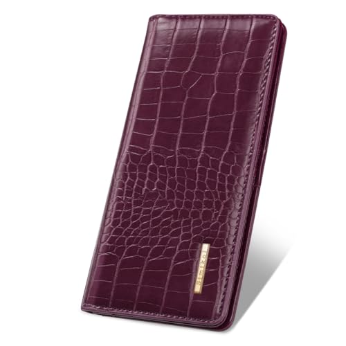 Image of Wallet Women Bifold Faux Crocodile Leather Slim Thin Long Wallets