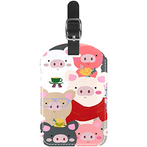 Preisvergleich Produktbild Gepäckanhänger mit süßem Schweinchen-Motiv, Leder, Reisegepäcketiketten, 1 Packungen