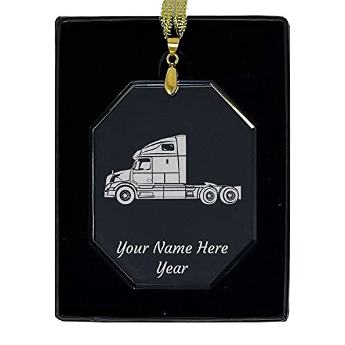 LaserGram Personalized Glass Christmas Ornament, Truck Cab, Custom Laser Engraved Gift Idea (Rectangle Shape)