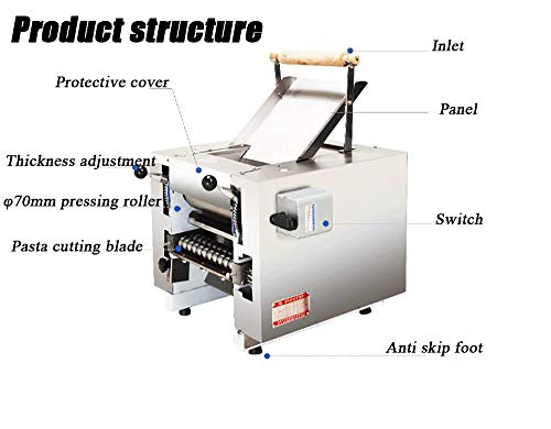 Newtry Electric Commercial Pasta Maker Machine Dumpling Dough Noodle Skin Maker 66Lb/H Multi-Function Noodle Pasta Spaghetti Roller Pressing Machine 550W (Round Noodle 2Mm Blade) #TOP2